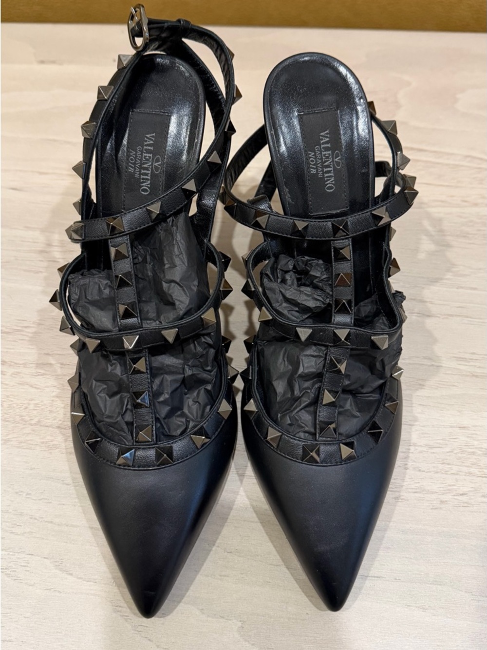 Valentino Garavani Rockstud Ankle Strap Pump Black Size 40